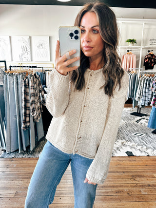 Champagne Button Cardigan-Sweaters-VerClare Boutique