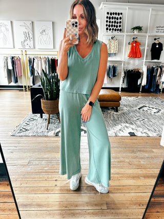 Z SUPPLY - Sloane V-Neck Top - Green-Tops Basic Solid-VerClare Boutique