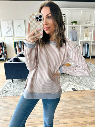 Lilac Classic Stripe Pullover-Jackets & Kimonos-VerClare Boutique