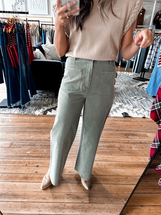 Andee Olive Pants-Bottoms-VerClare Boutique