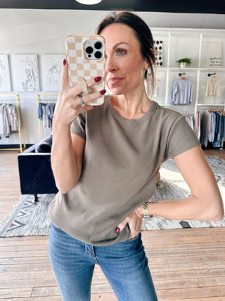 Renae Rib Short Sleeve Top - 3 Colors-Tops Basic SolidZ-Supply Renae Rib Short Sleeve Top-3 Colors | VerClare Boutique | Chenoa, IL-Shop the Z-Supply Renae Rib Short Sleeve Top-3 Colors. Available now at VerClare Boutique! | VerClare Boutique | Chenoa, IL-VerClare Boutique