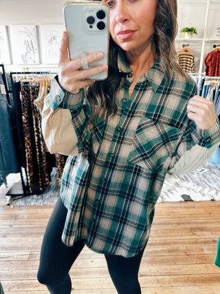 Oversized Plaid Snow Wash Shirt-VerClare Boutique