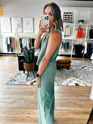 Z SUPPLY - Sloane V-Neck Top - Green-Tops Basic Solid-VerClare Boutique