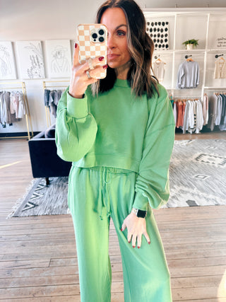 Harper Two Piece Set - Green-BottomsHarper Two Piece Set-Silver | VerClare Boutique | Chenoa, IL-Women's Silver Lounge Set. Available in sizes: S, M, L. 60% Cotton, 40% Polyester. Free US shipping on all eligible orders. Located in Chenoa, Illinois.-VerClare Boutique