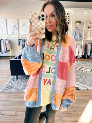 Zaylee Quilted Sweater Cardigan - Sunkist Combo-SweatersZaylee Quilted Sweater Cardigan – Sunkist Combo | VerClare Boutique | Chenoa, IL-Shop the Zaylee Quilted Sweater Cardigan in the Sunkist combo at VerClare Boutique. A cozy quilted knit with a relaxed fit, perfect for layering and everyday wear.-VerClare Boutique