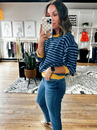 Allison Striped Color Block Top - 2 Colors-Tops Casual-VerClare Boutique