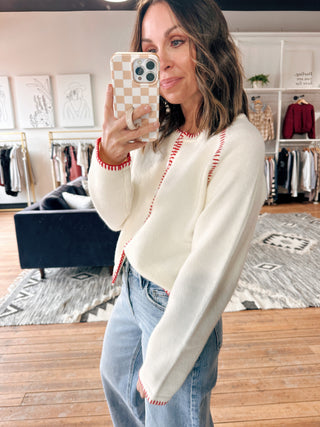 Delyra Contrast Blanket Stitch Cardigan-Sweaters-VerClare Boutique