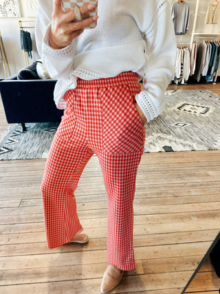 Valentine Check Boot-Cut Pants - 2 Colors