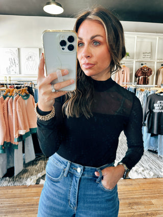 Sheer Yoke Top-Tops Casual-VerClare Boutique