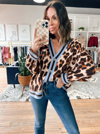 Leopard Pattern Sweater Cardigan-Sweaters-VerClare Boutique