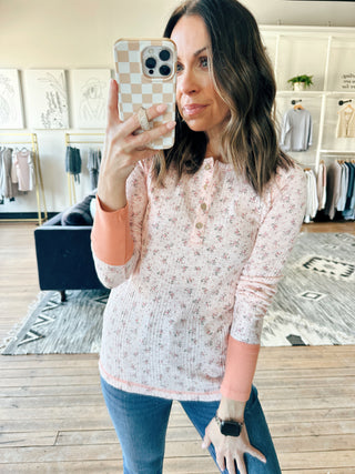 Ava Floral Variegated Top - Soft Pink