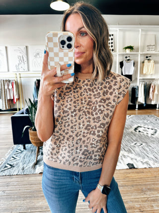 Greer Leopard Sweater Vest-Sweaters-VerClare Boutique