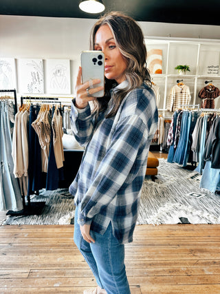 Harley Navy Plaid-Tops Casual-VerClare Boutique