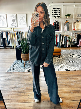 Z SUPPLY - All Day Knit Denim Jacket - Vintage Black-VerClare Boutique