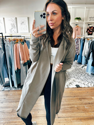 Warm Grey View. Open Front Hoodie Cardigan-2 Colors-Jackets & Kimonos-VerClare Boutique