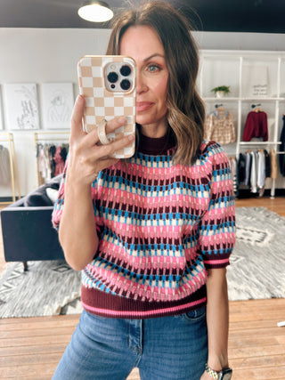 Felicity Pink & Blue Sweater-SweatersFelicity Pink & Blue Sweater | VerClare Boutique-Pink and blue striped sweater with a soft, relaxed fit and lightweight feel. Playful everyday style. Free US shipping from VerClare Boutique.-VerClare Boutique