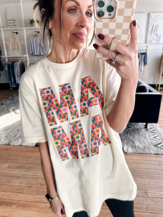 MAMA Quilted Graphic Tee-Tops Basic PrintMAMA Quilted Graphic Tee | VerClare Boutique | Chenoa, IL-Shop the MAMA Quilted Graphic Tee at VerClare Boutique. A casual graphic tee with an easy, everyday feel—perfect for layering or wearing on its own.-VerClare Boutique