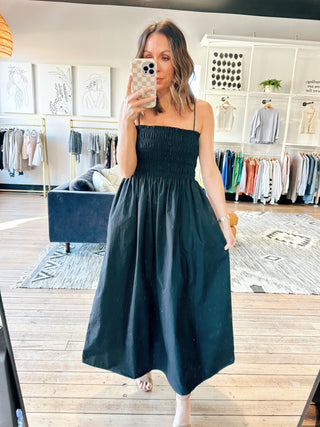 Cornelia Poplin Maxi Dress - Black