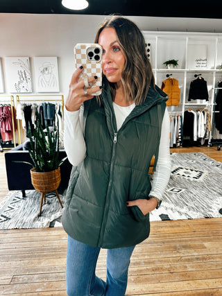 Olivia Puffer Vest-2 Colors-Jackets & KimonosOlivia Puffer Vest | VerClare Boutique | Chenoa, IL-Women's Puffer Vest | Sizes: S, M, L | Color: Olive & Black | Free US shipping on all eligible orders. Located in Chenoa, Illinois-VerClare Boutique