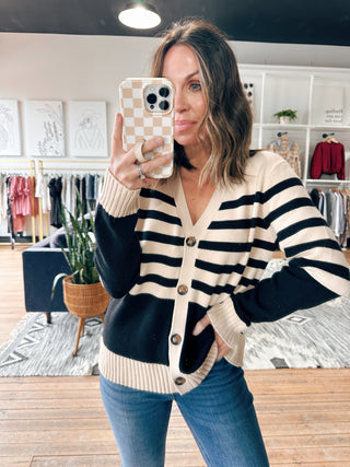Maren Striped Sweater Cardigan-Sweaters-VerClare Boutique