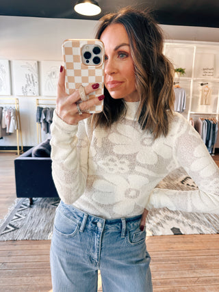 Isa Floral Jacquard Top-2 Colors-Tops CasualIsa Floral Jacquard Top | VerClare Boutique | Chenoa, IL-Women's Isa Floral Jacquard Top | Sizes: S, M, L, XL | Color: Green, Cream | Free US shipping on all eligible orders. Located in Chenoa, Illinois-VerClare Boutique