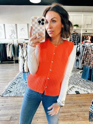 Front View. Jenna Button-Up Sweater Tank-Sweaters-VerClare Boutique