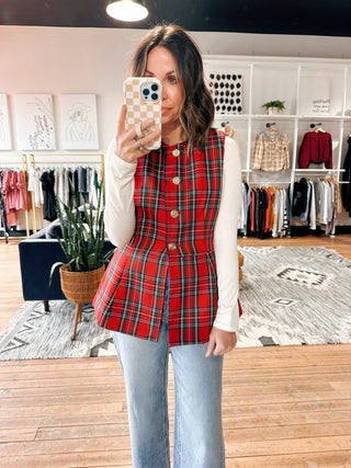 Season Plaid Top-Tops Casual-VerClare Boutique