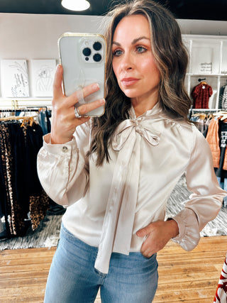 Shell Satin Blouse-Tops Casual-VerClare Boutique