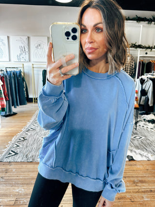 Peri Blue Cut-Out Top-Tops Casual-VerClare Boutique