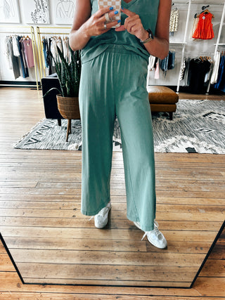 Z SUPPLY - Scout Jersey Flare Pant - Hunter Green-Bottoms-VerClare Boutique