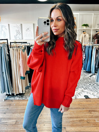 Red View. Drop Shoulder Sweater-4 Colors-Sweaters-VerClare Boutique