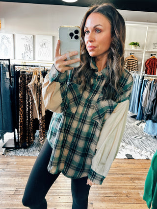 Oversized Plaid Snow Wash Shirt-VerClare Boutique