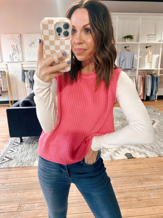 Mira Sleeveless Sweater Top - Punch-Tops Basic SolidWishlist Mira Sleeveless Sweater Top – Punch | VerClare Boutique | Chenoa, IL-Shop the Wishlist Mira Sleeveless Sweater Top in Punch at VerClare Boutique. A lightweight knit perfect for layering or wearing solo for an easy, polished look.-VerClare Boutique