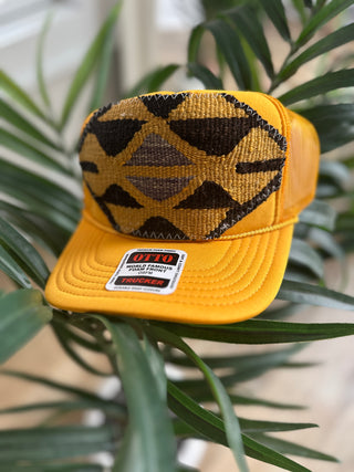 Orijinal Designs Trucker Cap-Gold with Brown Detail-AccessoriesOrijinal Designs Trucker Cap-Black | VerClare Boutique | Chenoa, IL-Trucker Hat. Wear with care! Structured Bill. Final sale. Free US shipping on all eligible orders. Shop Pay Accepted. Located in Chenoa, Illinois.-VerClare Boutique