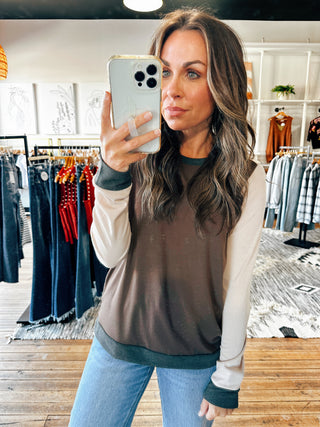 Brown View. Hanna Ribbed Crew Neck-2 Colors-Tops basic solid-VerClare Boutique