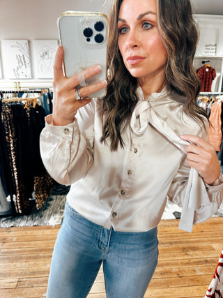 Shell Satin Blouse-Tops Casual-VerClare Boutique