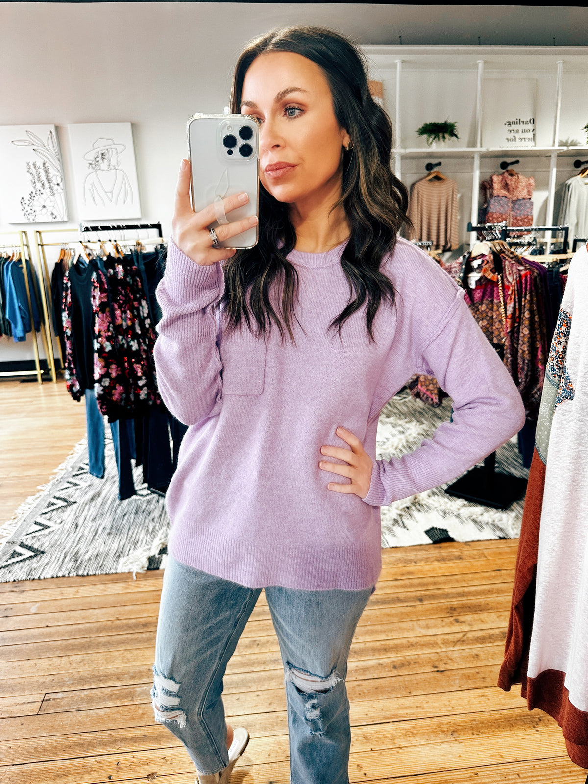 Lavender View. Melly Hi-Lo Soft Sweater-5 Colors-sweater-VerClare Boutique