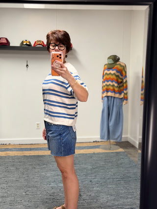 Prado Stripe Sweater Tee - Lake Blue