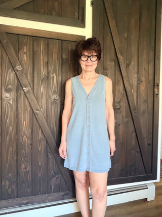 Solace Denim Mini Dress - Indigo-Dresses & RompersZ Supply Solace Denim Mini Dress – Indigo, Ocean Air & Black | VerClare Boutique-Shop the Z Supply Solace Denim Mini Dress in Indigo, Ocean Air Indigo & Black. Soft cotton knit jersey, V-neckline, button-front, mineral wash. Sizes XS–L.-VerClare Boutique