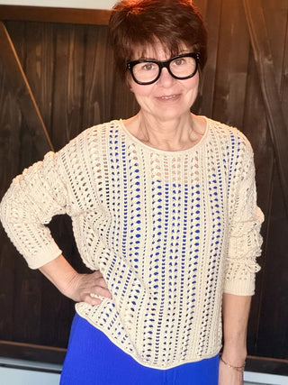 Upland Crochet Sweater - Island Coconut-SweatersUpland Crochet Sweater - Island Coconut | VerClare Boutique | Jenison MI -The Z Supply Upland Crochet Sweater is a beautiful soft open crochet knit long-sleeve sweater featuring a relaxed silhouette, a rolled crew neckline, and ribbed cuffs for subtle structure. Free US shipping on eligible orders. -VerClare Boutique