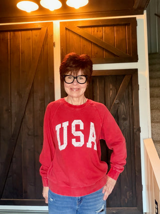 Jordan Long Sleeve USA - Red-SweatshirtsJordan Long Sleeve USA - Red | VerClare Boutique | Jenison MI -Shop the Thread & Supply Jordan USA Sweatshirt in Red. Featuring a distressed vintage graphic and soft raglan fit, it’s the ultimate cool, casual staple. Free US shipping on eligible orders. -VerClare Boutique