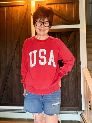 Jordan Long Sleeve USA - Red-SweatshirtsJordan Long Sleeve USA - Red | VerClare Boutique | Jenison MI -Shop the Thread & Supply Jordan USA Sweatshirt in Red. Featuring a distressed vintage graphic and soft raglan fit, it’s the ultimate cool, casual staple. Free US shipping on eligible orders. -VerClare Boutique
