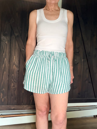 The Perfect Line Striped Short - La Palma-BottomsZ Supply The Perfect Line Striped Short - La Palma | VerClare Boutique-Shop the Z Supply Perfect Line Striped Short in La Palma. Linen-rayon, elastic waist, side pockets, relaxed fit. Sizes XS–L. -VerClare Boutique