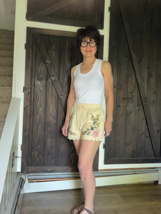 Heather Embroidered Shorts-shortsHeather Embroidered Shorts - Natural | VerClare Boutique-Shop the By Together Heather Embroidered Shorts in Natural. 100% cotton, fully lined, pockets, elastic drawstring waist. Sizes S–L.-VerClare Boutique