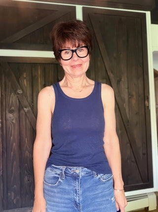 Classic Slub Scoop Tank - Indigo