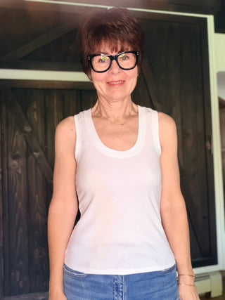 Sirena Rib Tank - White-Tops Basic SolidZ Supply Sirena Rib Tank – White | VerClare Boutique-Shop the Z Supply Sirena Rib Tank in White — premium feather rib knit, scoop neck, fitted silhouette. Soft, stretchy & versatile. Free US shipping on eligible orders.-VerClare Boutique
