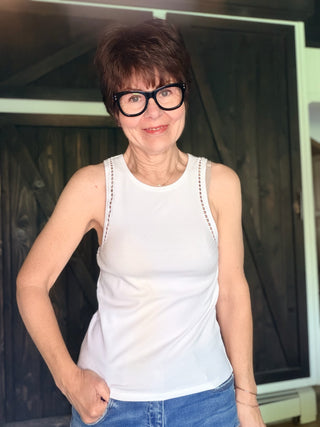 Boa Rib Tank - White-Tops Basic SolidZ Supply Boa Rib Tank – White | VerClare Boutique-Shop the Z Supply Boa Rib Tank in White — feather rib knit, eyelet edge detail, mineral wash finish, fitted silhouette. Free US shipping on eligible orders.-VerClare Boutique