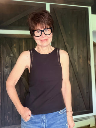 Boa Rib Tank - Black-Tops Basic SolidZ Supply Boa Rib Tank – Black | VerClare Boutique-Shop the Z Supply Boa Rib Tank in Black — feather rib knit, eyelet edge detail, mineral wash finish, fitted silhouette. Free US shipping on eligible orders.-VerClare Boutique