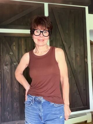 Select Tank - Chocolate Cherry-Tops Basic SolidZ Supply Select Tank – Chocolate Cherry | VerClare Boutique-Shop the Z Supply Select Tank in Chocolate Cherry — airy loose knit jersey, wide straps, relaxed tuckable fit. Free US shipping on eligible orders.-VerClare Boutique