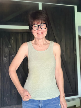 Classic Slub Scoop Tank - Navy, Sunnyside & Bay Leaf-Tops Basic SolidZ Supply Classic Slub Scoop Tank – Navy, Sunnyside & Bay Leaf | VerClare Boutique-Shop the Z Supply Classic Slub Scoop Tank in Navy, Sunnyside & Bay Leaf — 100% cotton slub jersey, scoop neck, relaxed tuckable fit. Free US shipping on eligible orders.-VerClare Boutique